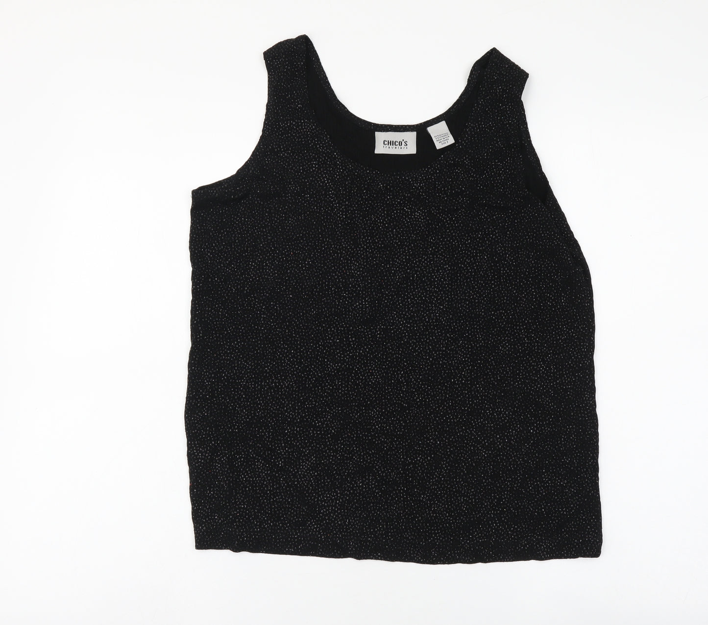 Chico's Womens Black Acetate Basic Tank Size S Round Neck
