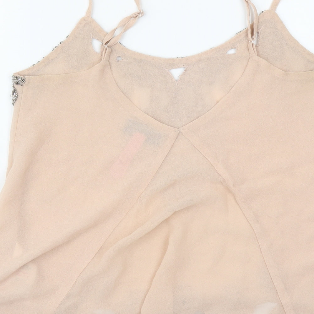 Lipsy Womens Pink Polyester Basic Tank Size XS Round Neck