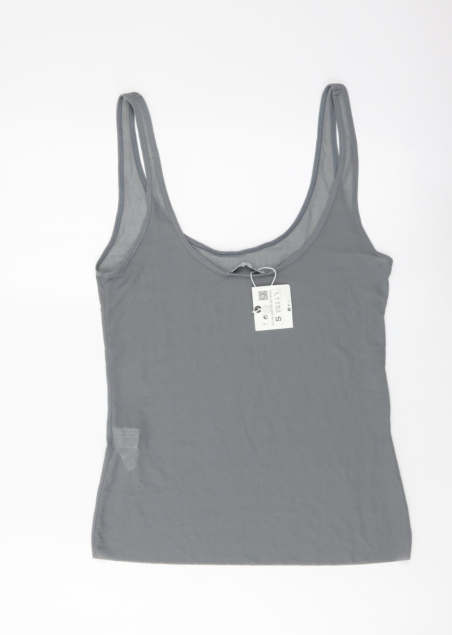 Zara Womens Grey Polyester Basic Tank Size S Scoop Neck