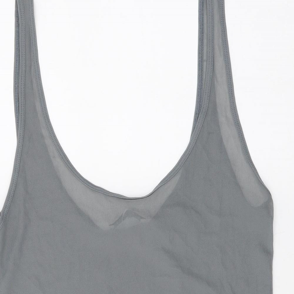 Zara Womens Grey Polyester Basic Tank Size S Scoop Neck