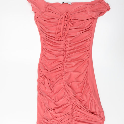Quiz Womens Pink Polyester Mini Size 8 Off the Shoulder Pullover