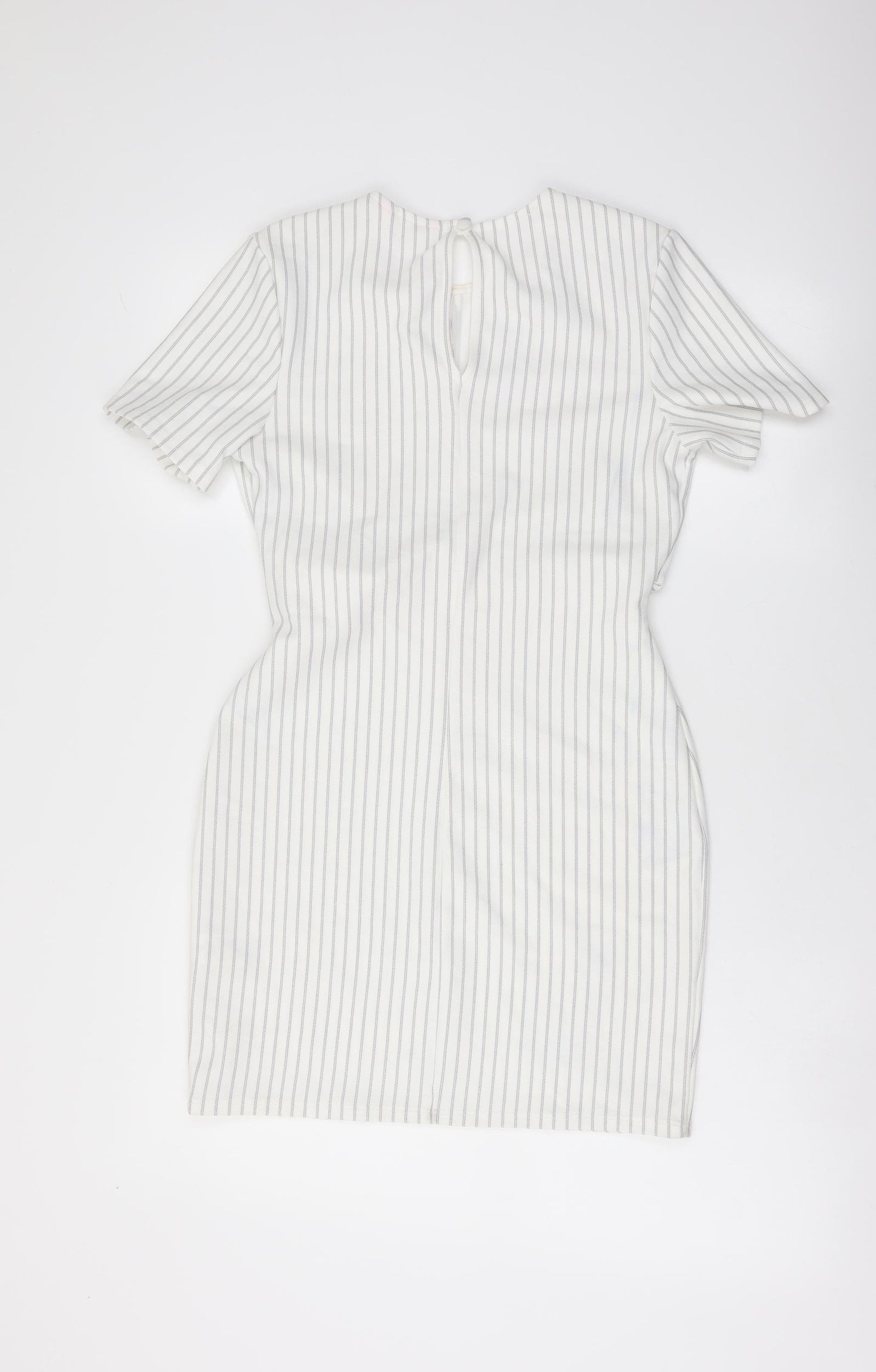 Miss Selfridge Womens White Striped Polyester Mini Size 8 Round Neck Pullover - Twist Detail