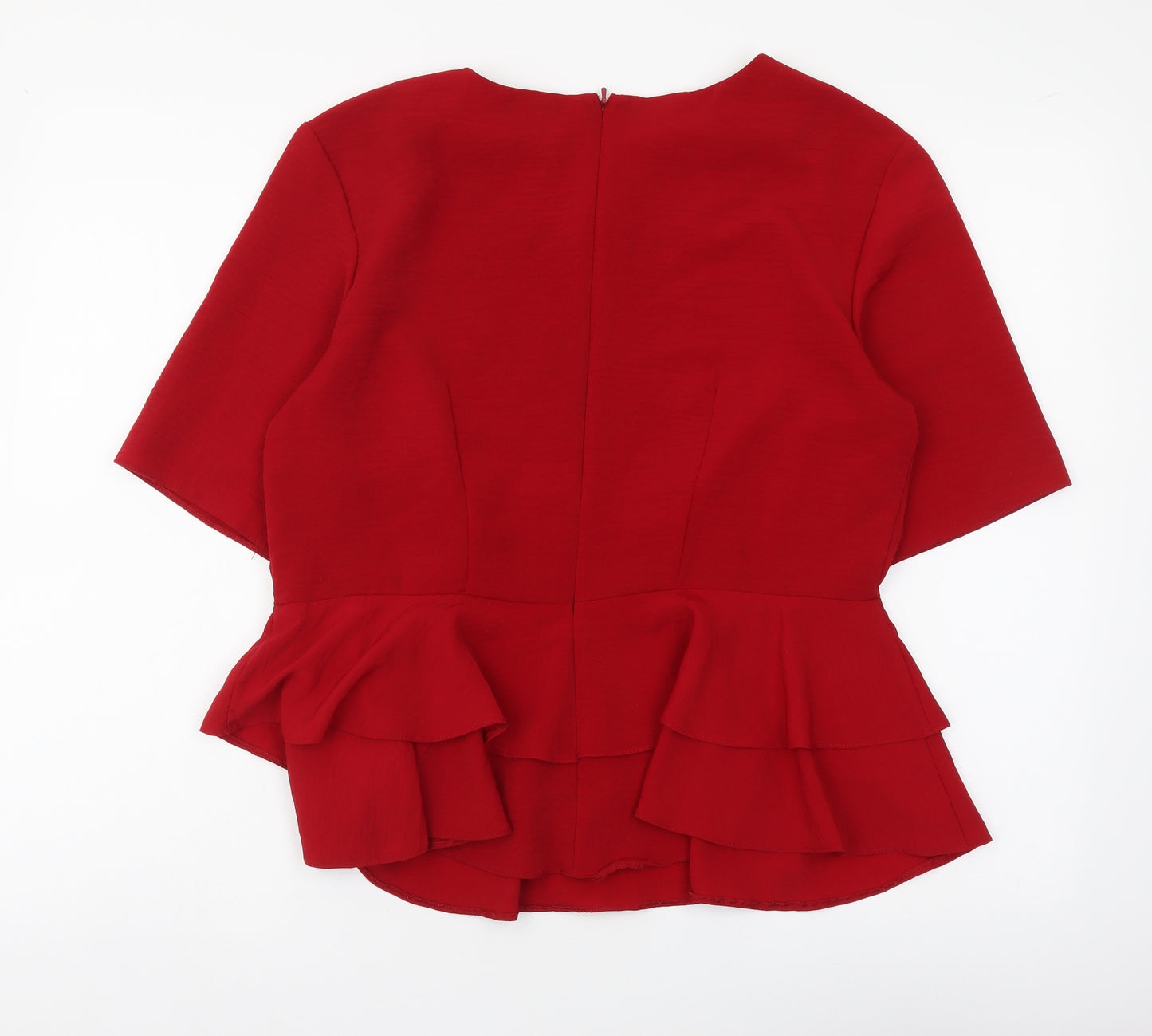 ASOS Womens Red Polyester Basic Blouse Size 14 Round Neck