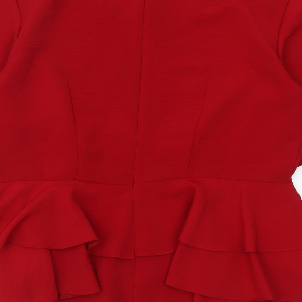 ASOS Womens Red Polyester Basic Blouse Size 14 Round Neck
