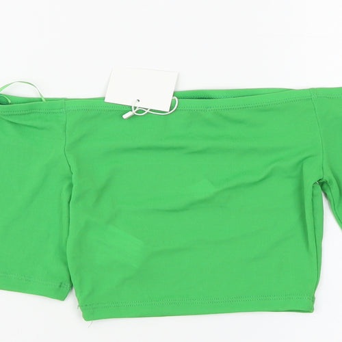 Zara Womens Green Polyester Cropped Blouse Size S Square Neck