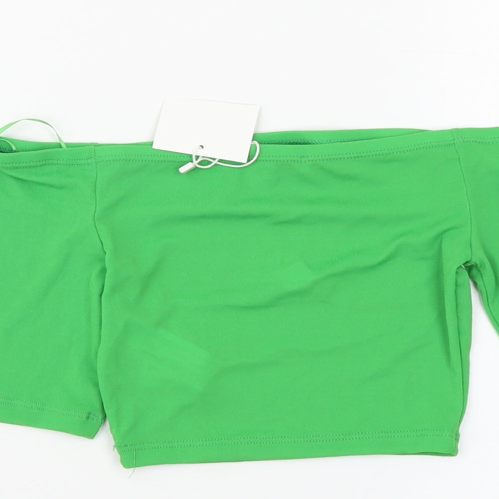 Zara Womens Green Polyester Cropped Blouse Size S Square Neck