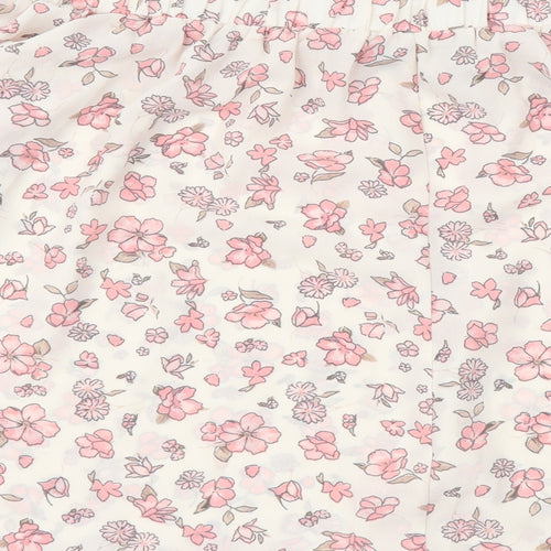 AD LIB Womens Pink Floral Polyester Cropped Blouse Size 10 Boat Neck