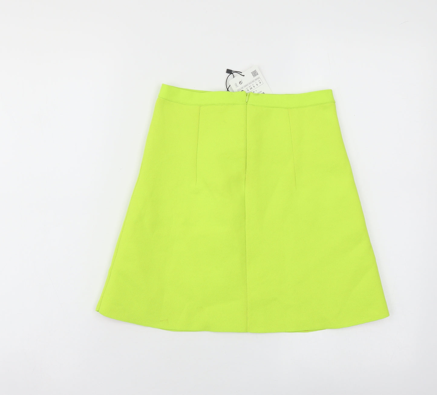 Zara Womens Green Polyester A-Line Skirt Size S Zip