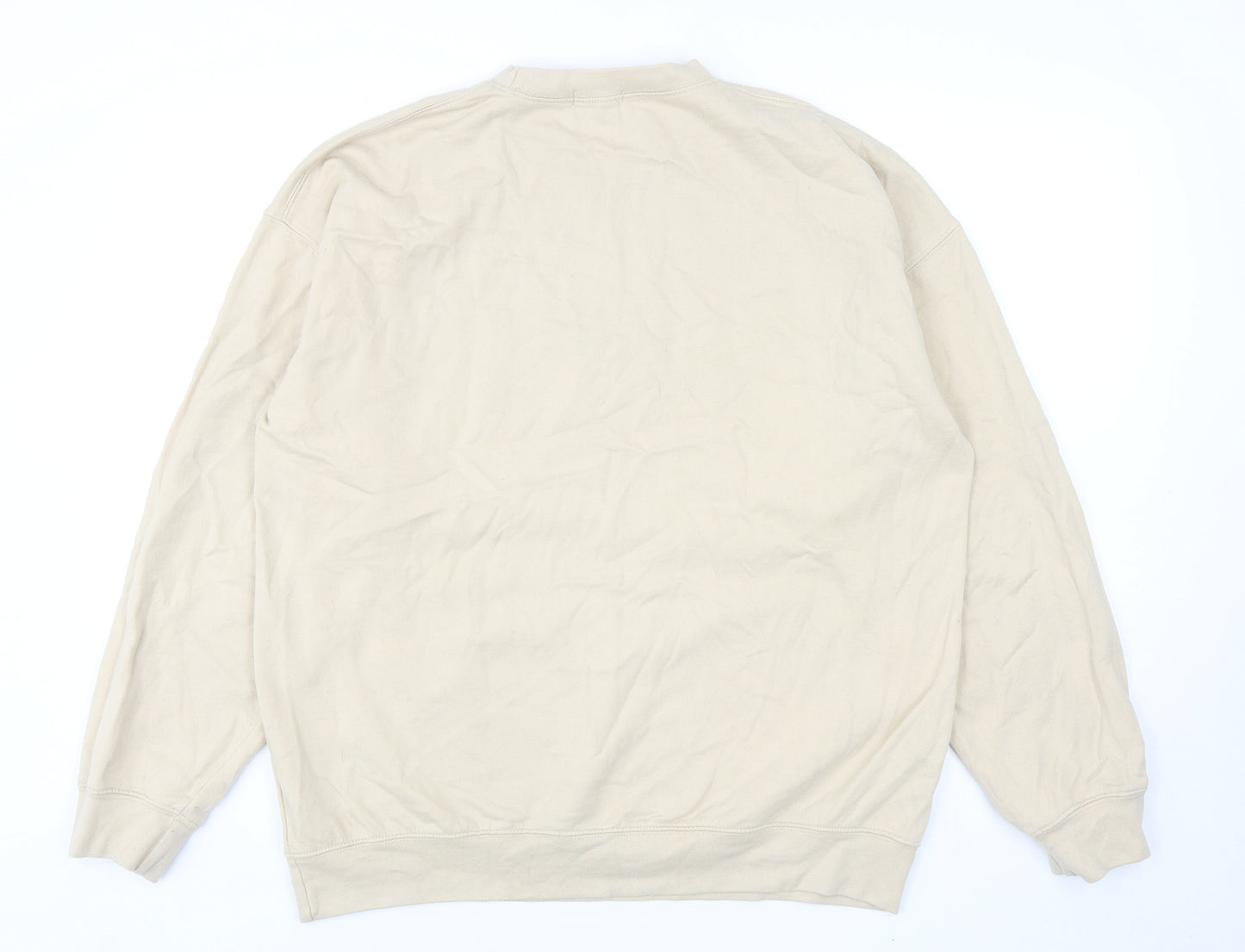 BoohooMAN Mens Beige Cotton Pullover Sweatshirt Size S - San Francisco