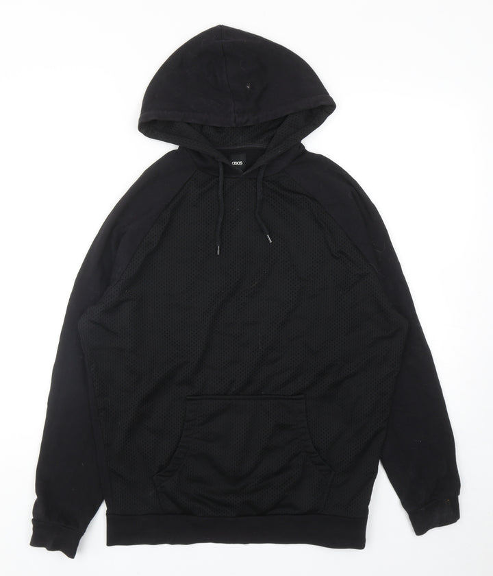 ASOS Mens Black Cotton Pullover Hoodie Size XS