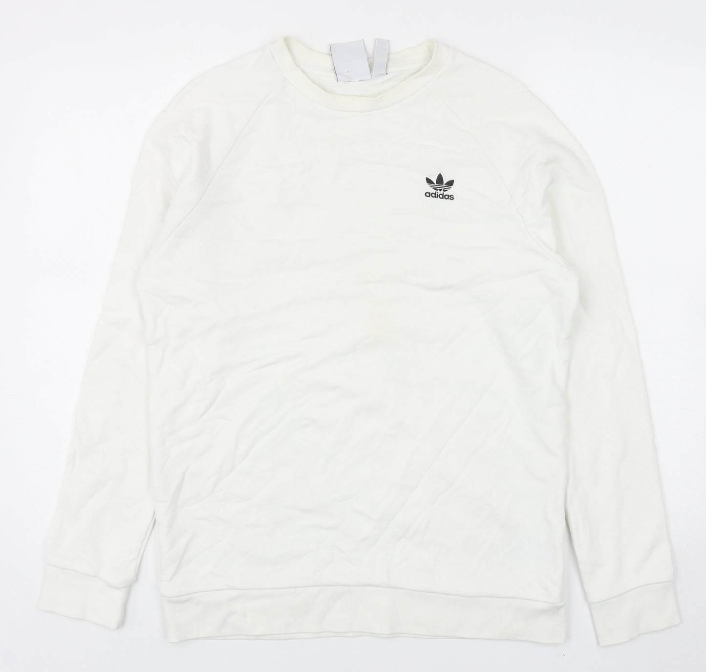 adidas Womens White Cotton Pullover Sweatshirt Size S Pullover
