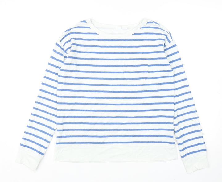 Gap Womens Blue Striped Cotton Pullover Sweatshirt Size S Pullover