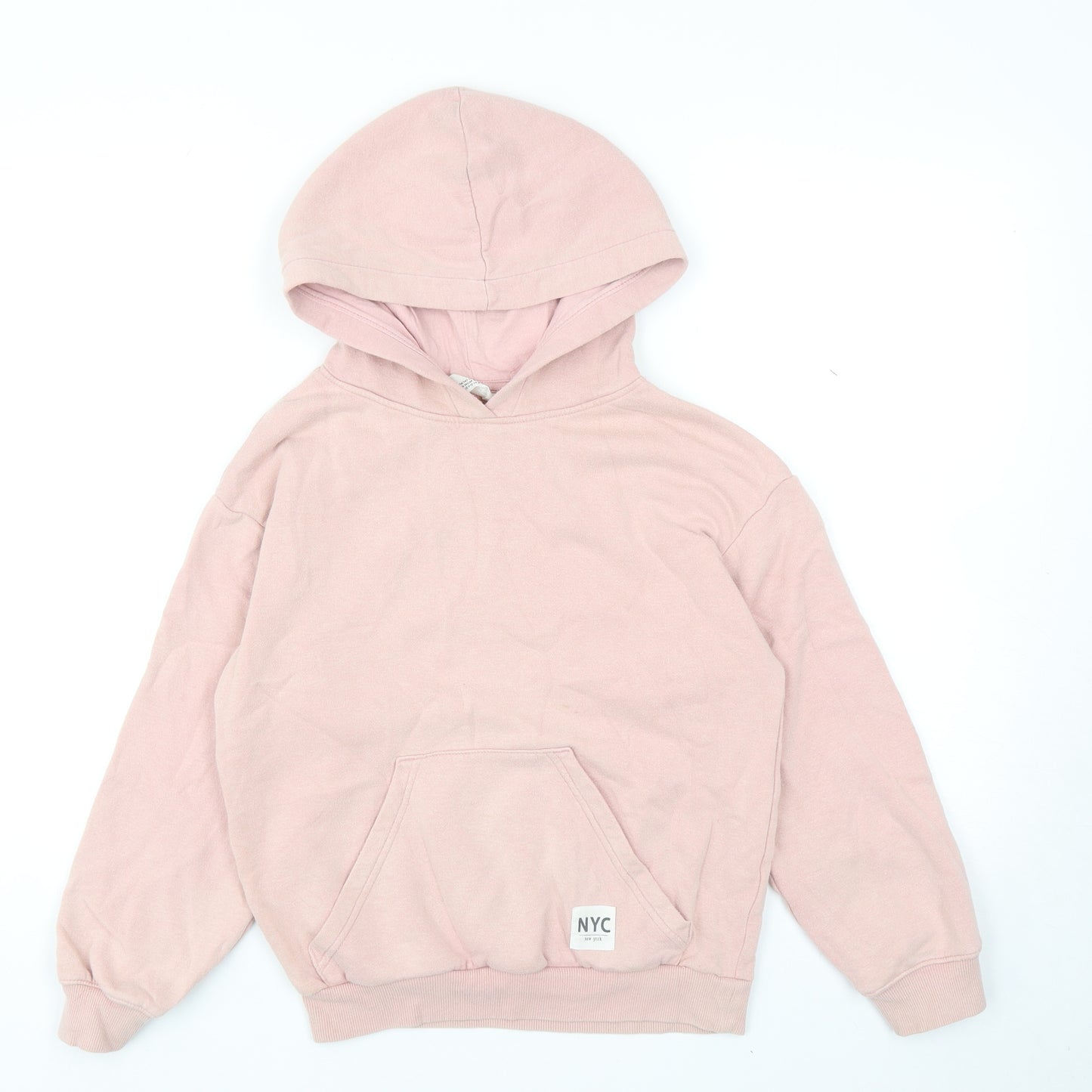 H&M Girls Pink Cotton Pullover Hoodie Size 8-9 Years Pullover