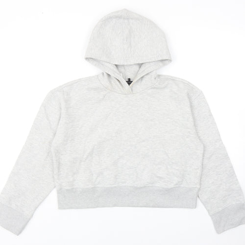 Zara Womens Grey Cotton Pullover Hoodie Size S Pullover - Cropped