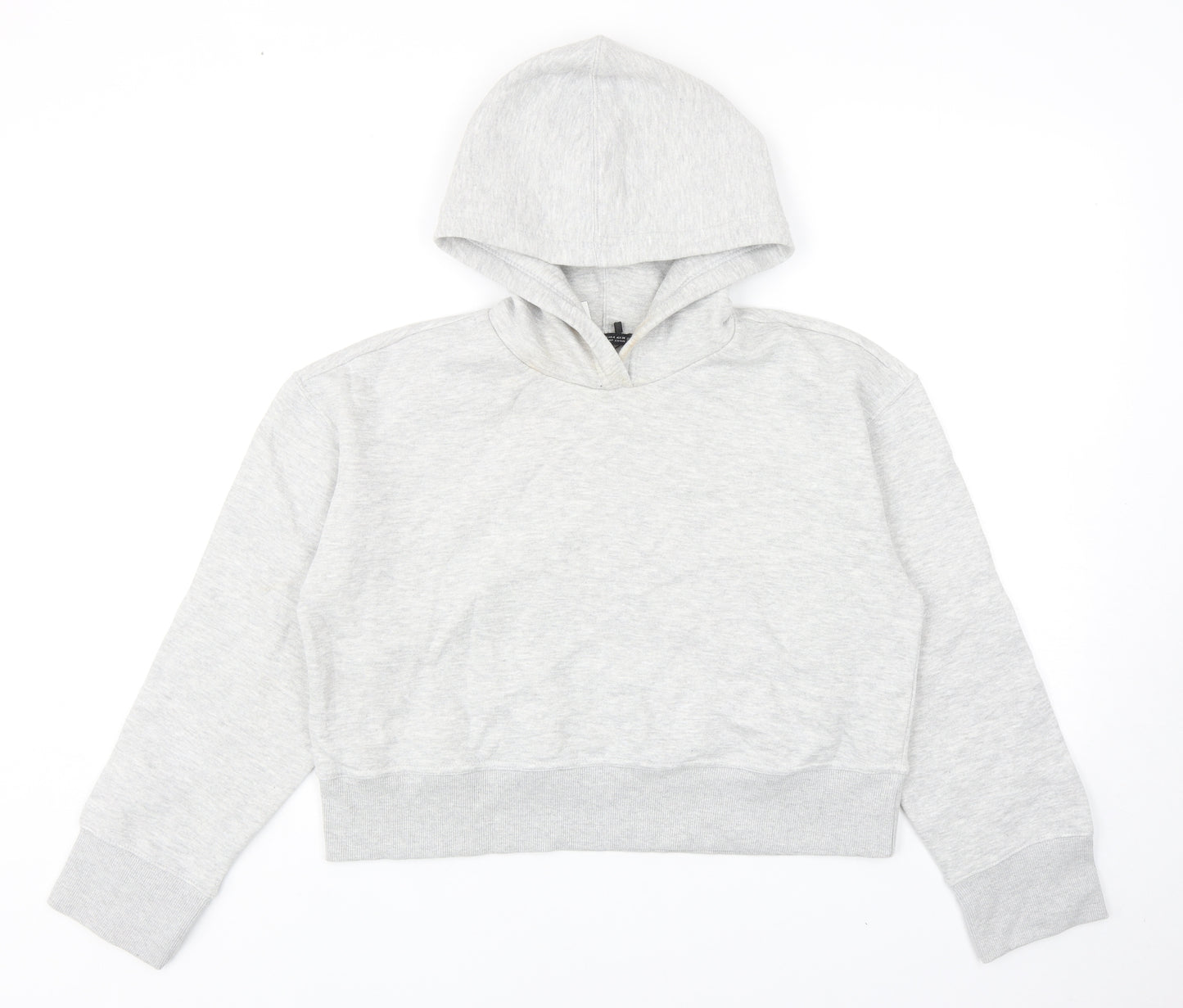 Zara Womens Grey Cotton Pullover Hoodie Size S Pullover - Cropped