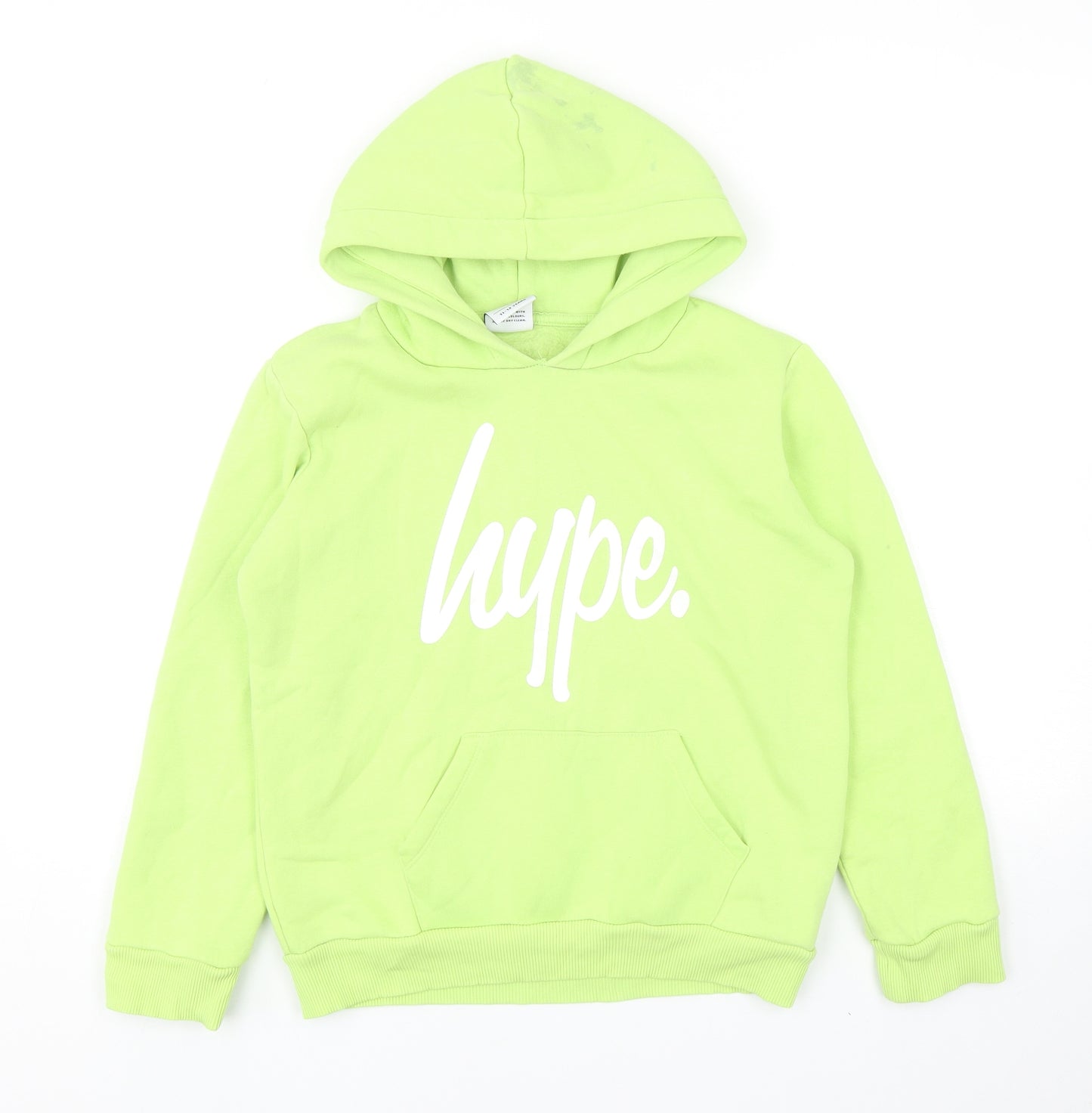 Hype Boys Green Cotton Pullover Hoodie Size 11-12 Years Pullover