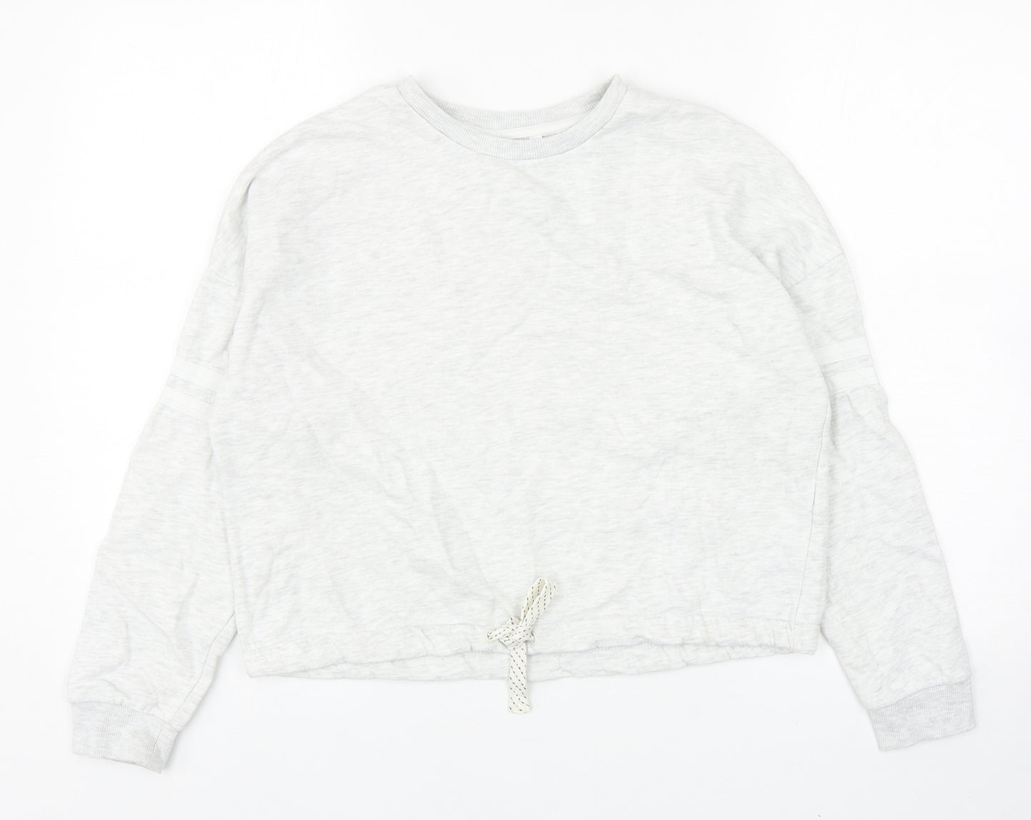 Marks and Spencer Girls Grey Cotton Pullover Sweatshirt Size 12-13 Years Drawstring