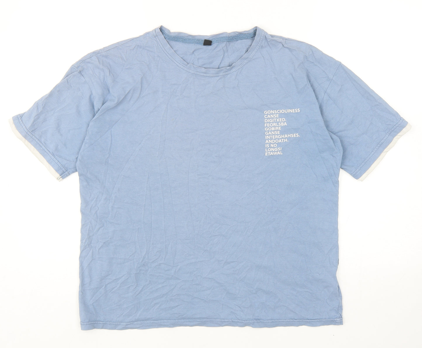 Preworn Womens Blue Cotton Basic T-Shirt Size XL Round Neck