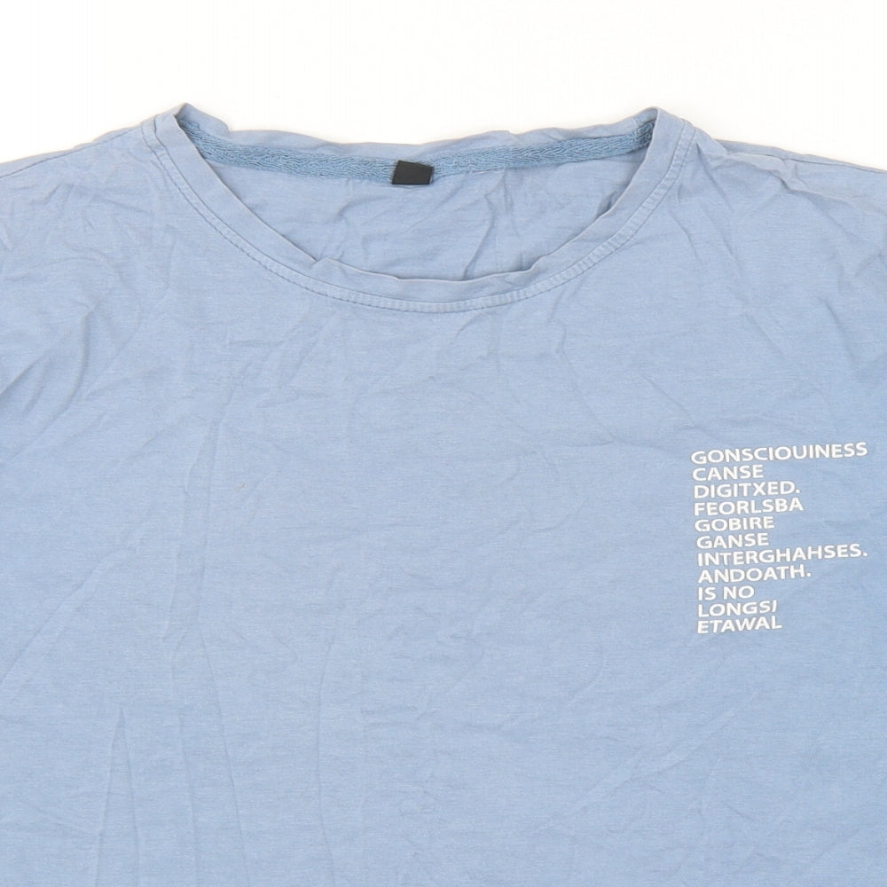 Preworn Womens Blue Cotton Basic T-Shirt Size XL Round Neck