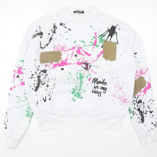 Missdiamond Womens White Polyester Pullover Sweatshirt Size M Pullover - Graffiti