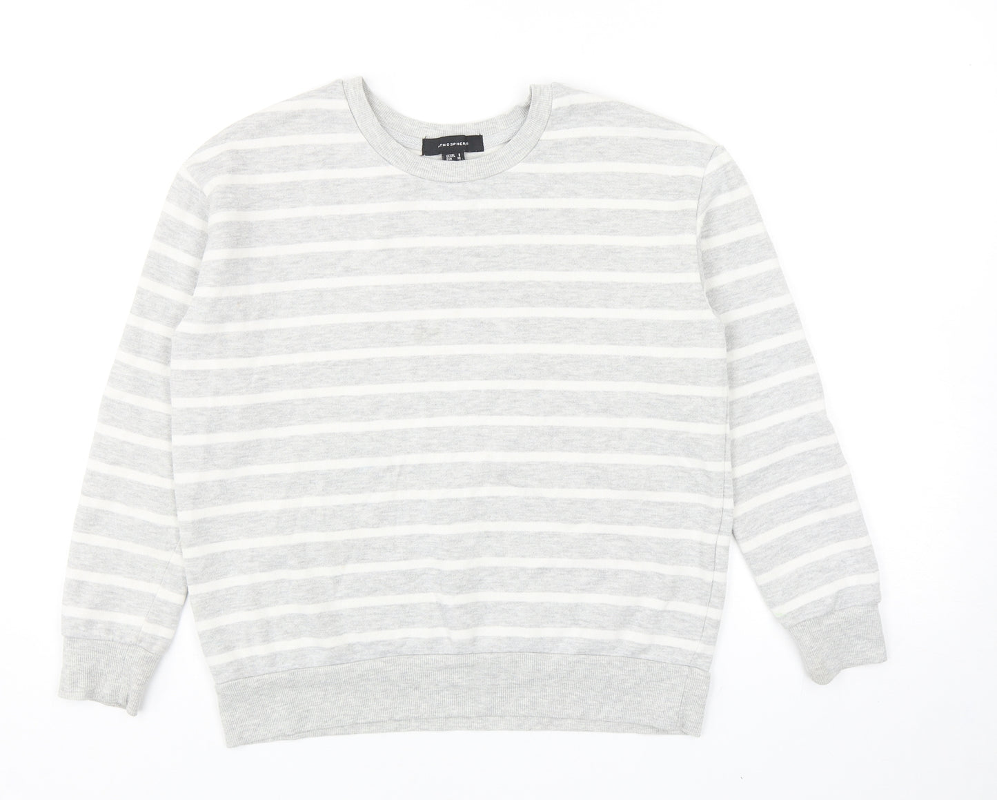 Atmosphere Womens Grey Striped Cotton Pullover Sweatshirt Size 8 Pullover