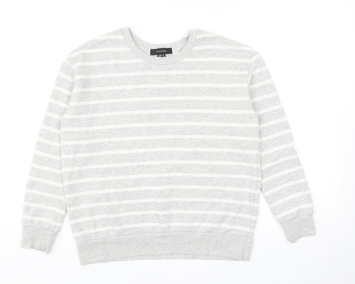Atmosphere Womens Grey Striped Cotton Pullover Sweatshirt Size 8 Pullover
