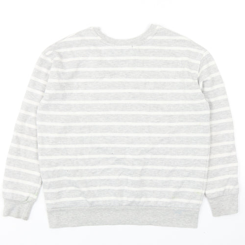 Atmosphere Womens Grey Striped Cotton Pullover Sweatshirt Size 8 Pullover