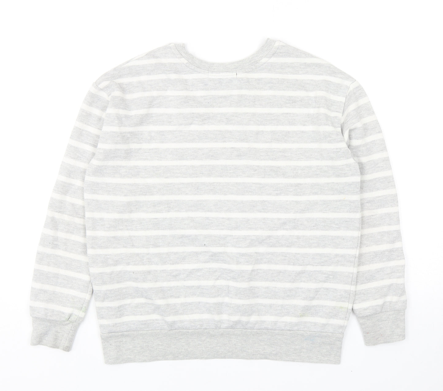 Atmosphere Womens Grey Striped Cotton Pullover Sweatshirt Size 8 Pullover
