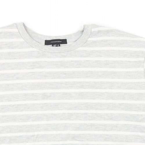 Atmosphere Womens Grey Striped Cotton Pullover Sweatshirt Size 8 Pullover