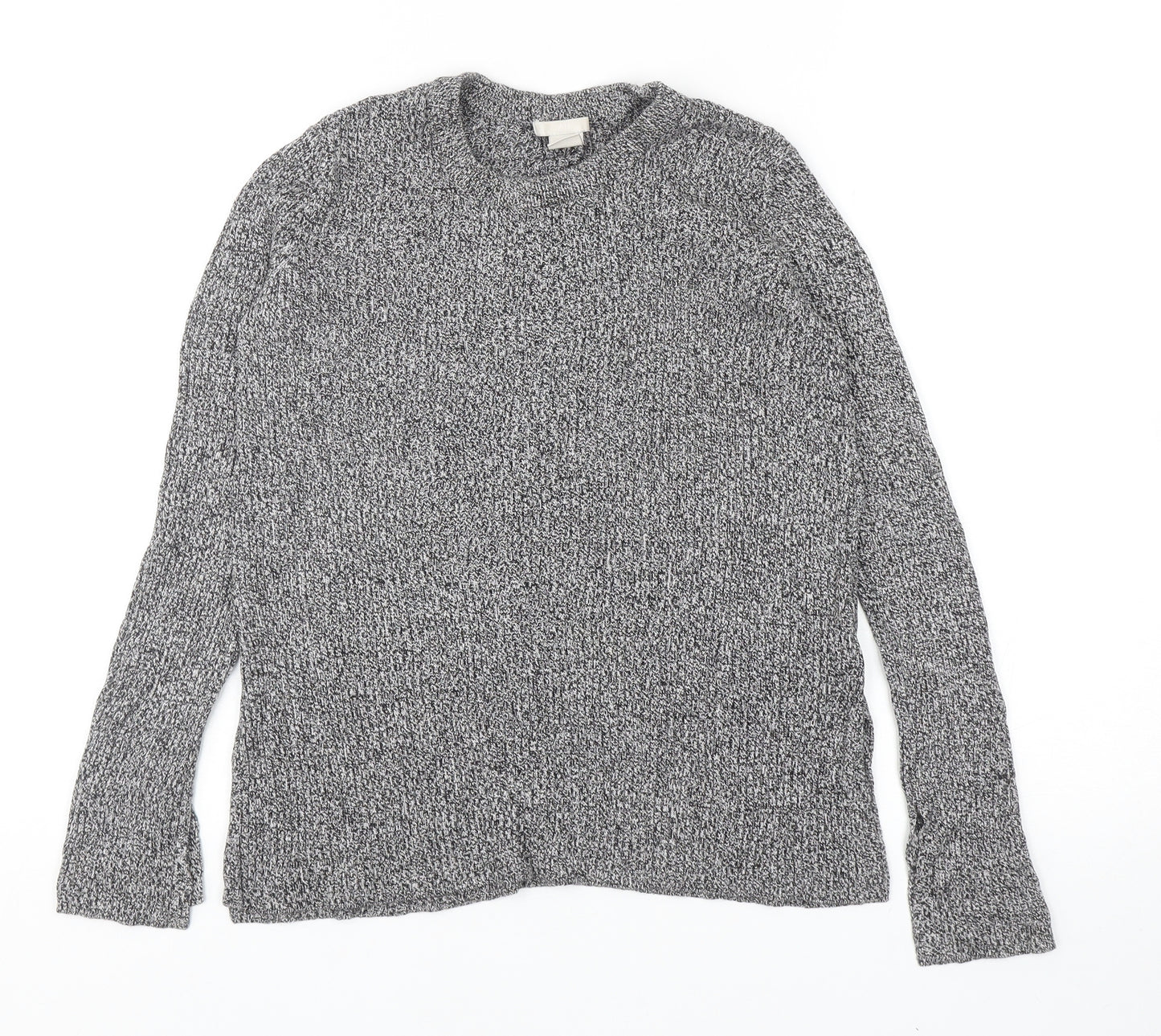 H&M Womens Grey Round Neck Cotton Pullover Jumper Size S