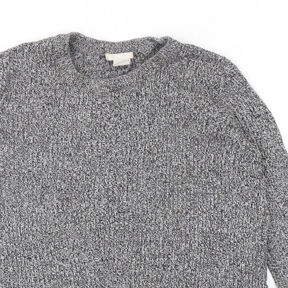 H&M Womens Grey Round Neck Cotton Pullover Jumper Size S
