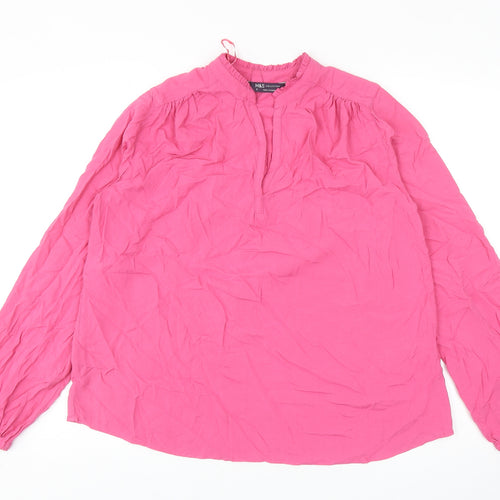 Marks and Spencer Womens Pink Viscose Basic Blouse Size 8 V-Neck