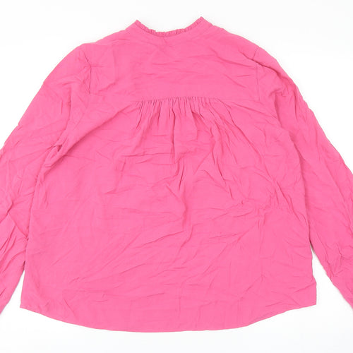 Marks and Spencer Womens Pink Viscose Basic Blouse Size 8 V-Neck
