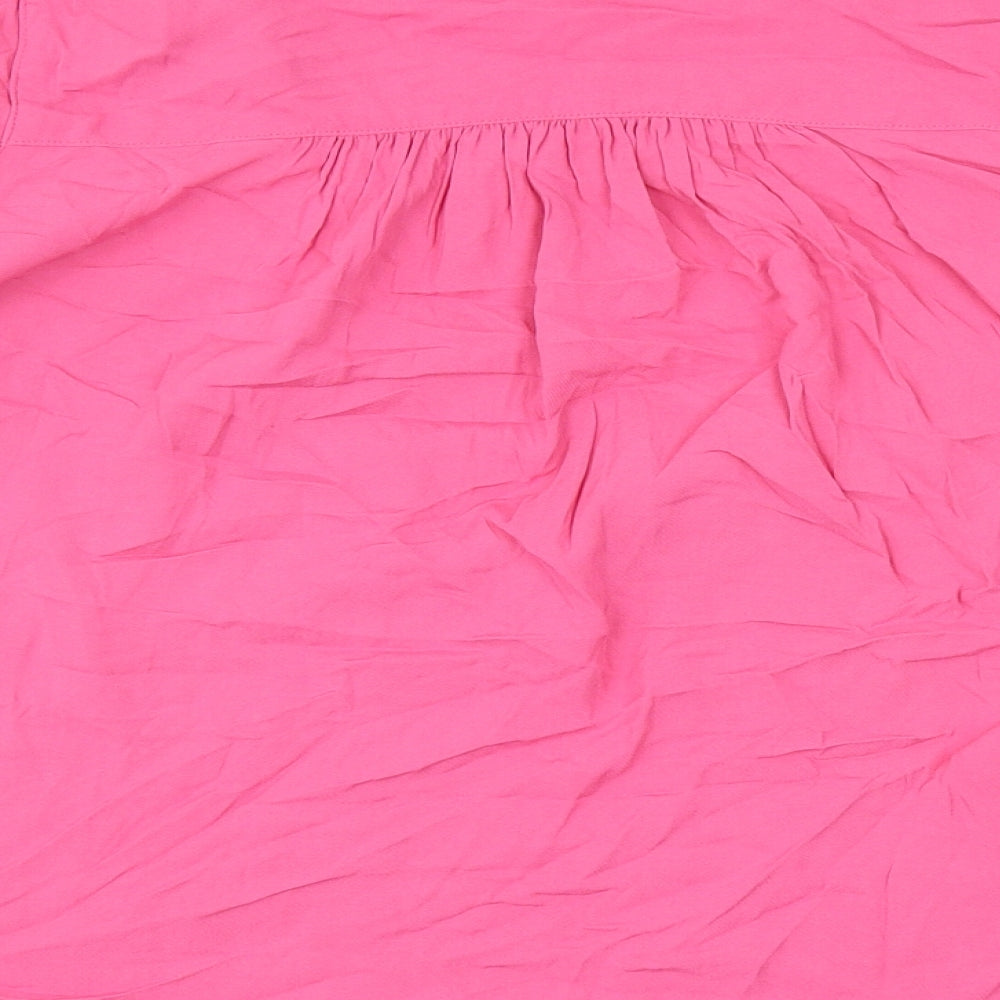 Marks and Spencer Womens Pink Viscose Basic Blouse Size 8 V-Neck