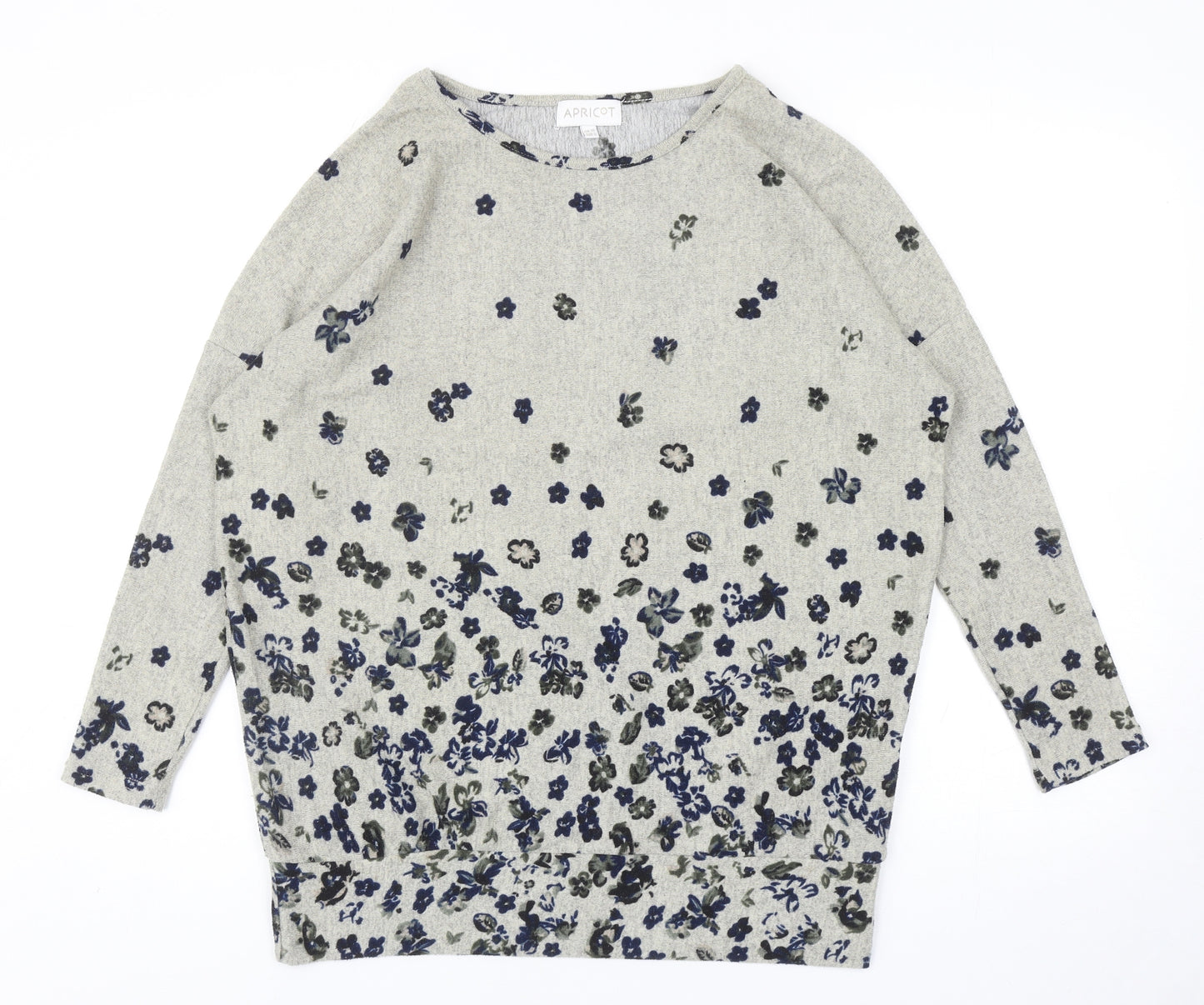 Apricot Womens Grey Round Neck Floral Polyester Pullover Jumper Size 10