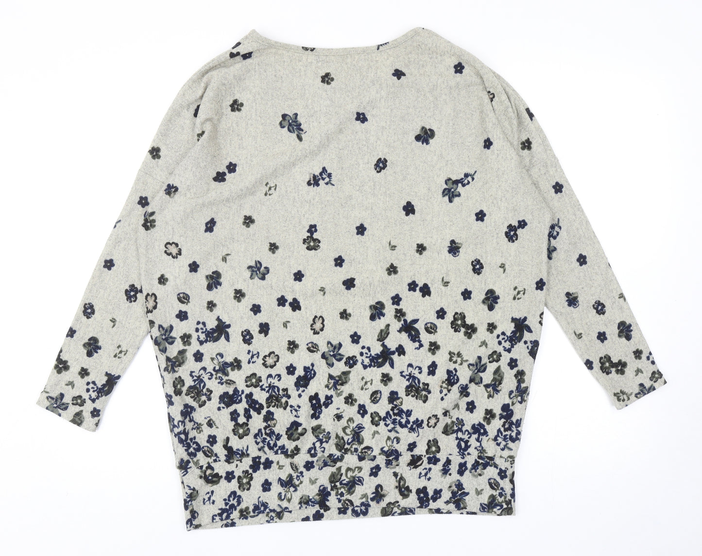 Apricot Womens Grey Round Neck Floral Polyester Pullover Jumper Size 10