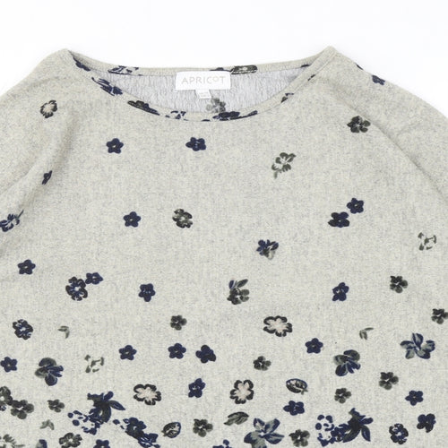 Apricot Womens Grey Round Neck Floral Polyester Pullover Jumper Size 10