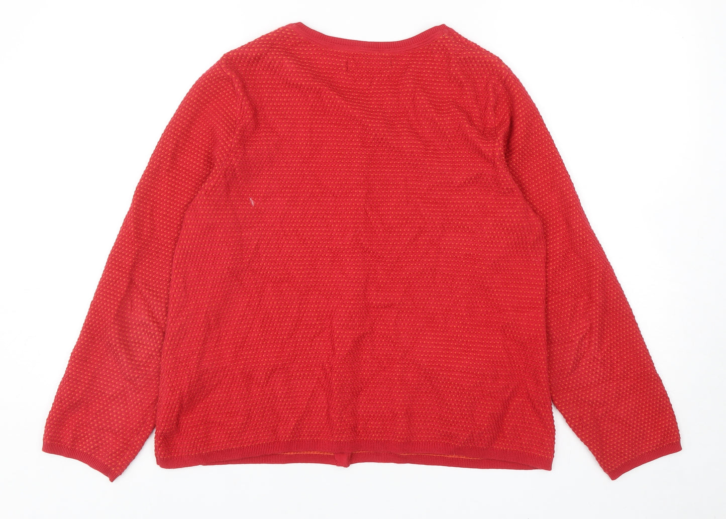 Gudrun Sjöden Womens Red Round Neck Cotton Cardigan Jumper Size M