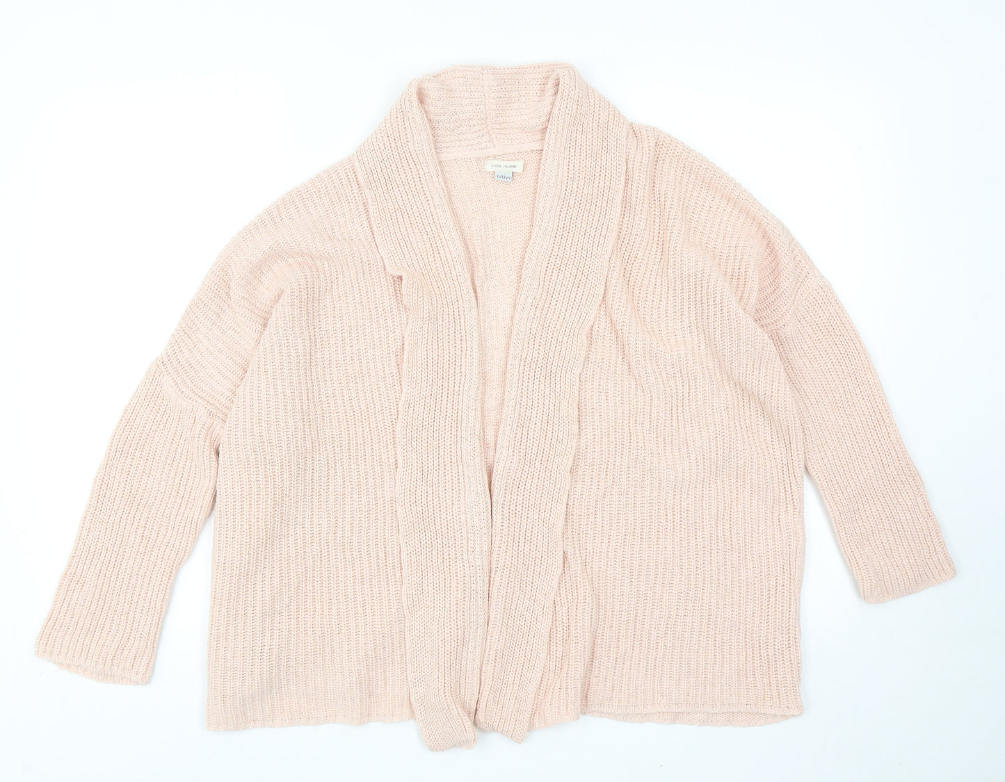 River Island Girls Pink V-Neck Acrylic Cardigan Jumper Size 11-12 Years
