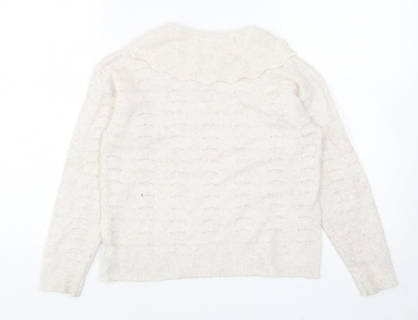 NEXT Girls Beige Collared Geometric Polyester Pullover Jumper Size 9 Years Pullover