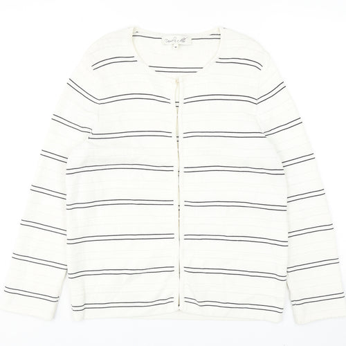 Damsel in a Dress Womens White Round Neck Striped Viscose Cardigan Jumper Size M