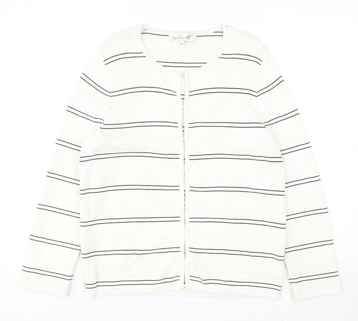 Damsel in a Dress Womens White Round Neck Striped Viscose Cardigan Jumper Size M