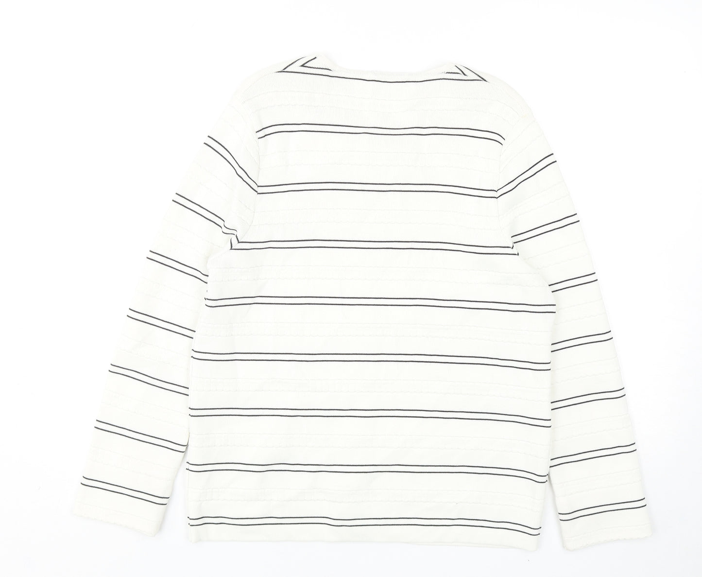 Damsel in a Dress Womens White Round Neck Striped Viscose Cardigan Jumper Size M