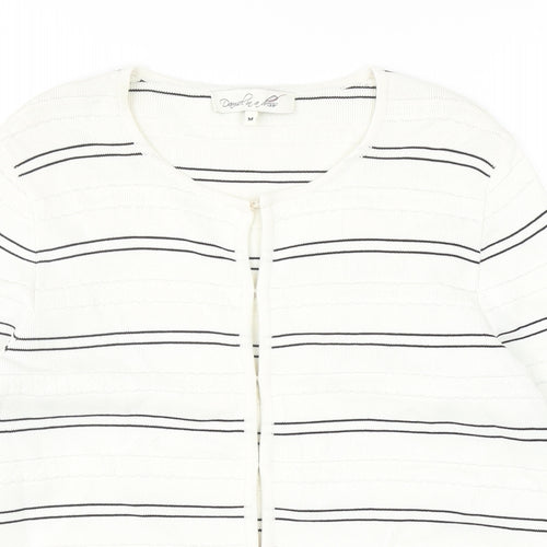 Damsel in a Dress Womens White Round Neck Striped Viscose Cardigan Jumper Size M
