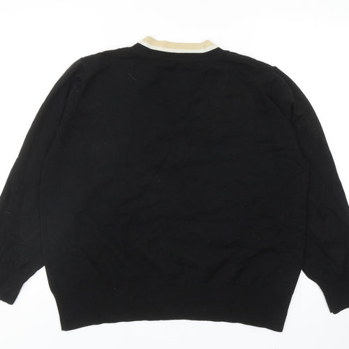 MNG Womens Black V-Neck Acrylic Pullover Jumper Size L