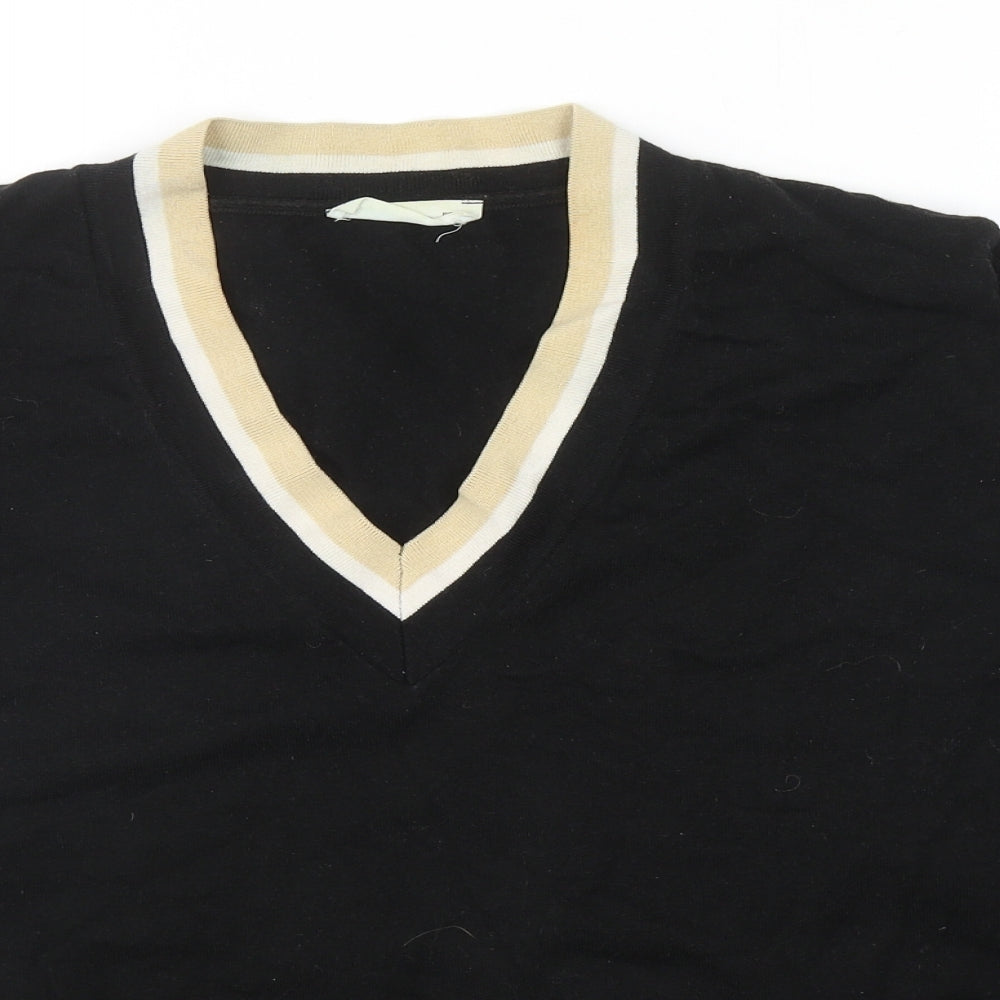 MNG Womens Black V-Neck Acrylic Pullover Jumper Size L
