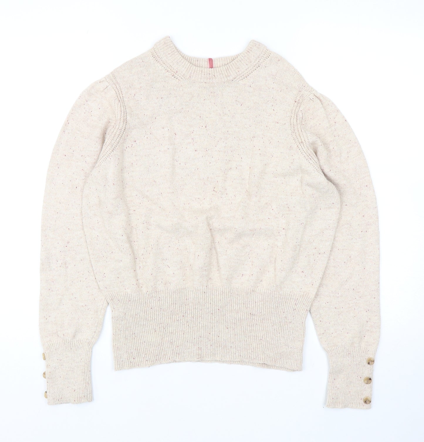 Per Una Womens Beige Round Neck Cotton Pullover Jumper Size 16