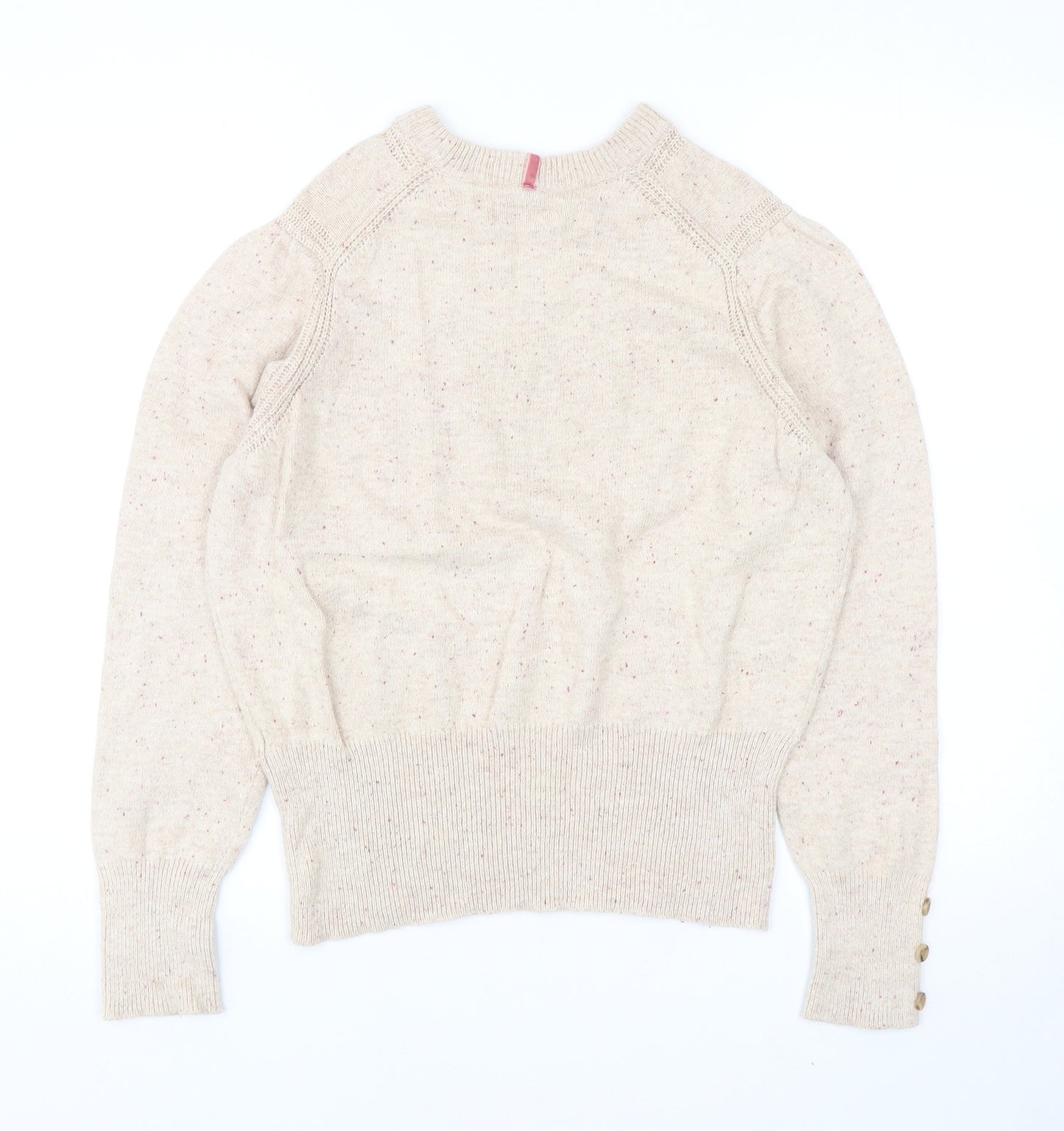 Per Una Womens Beige Round Neck Cotton Pullover Jumper Size 16