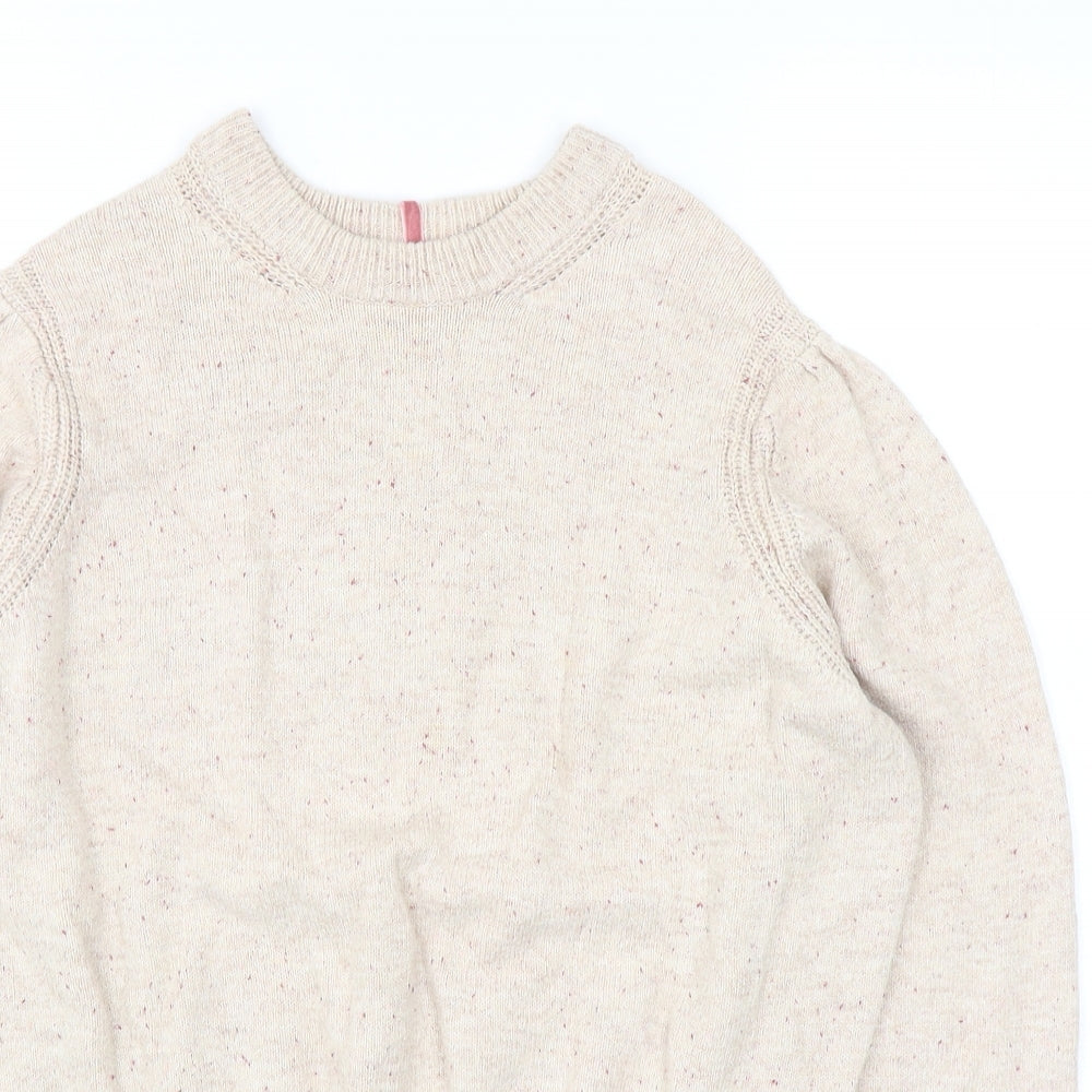 Per Una Womens Beige Round Neck Cotton Pullover Jumper Size 16