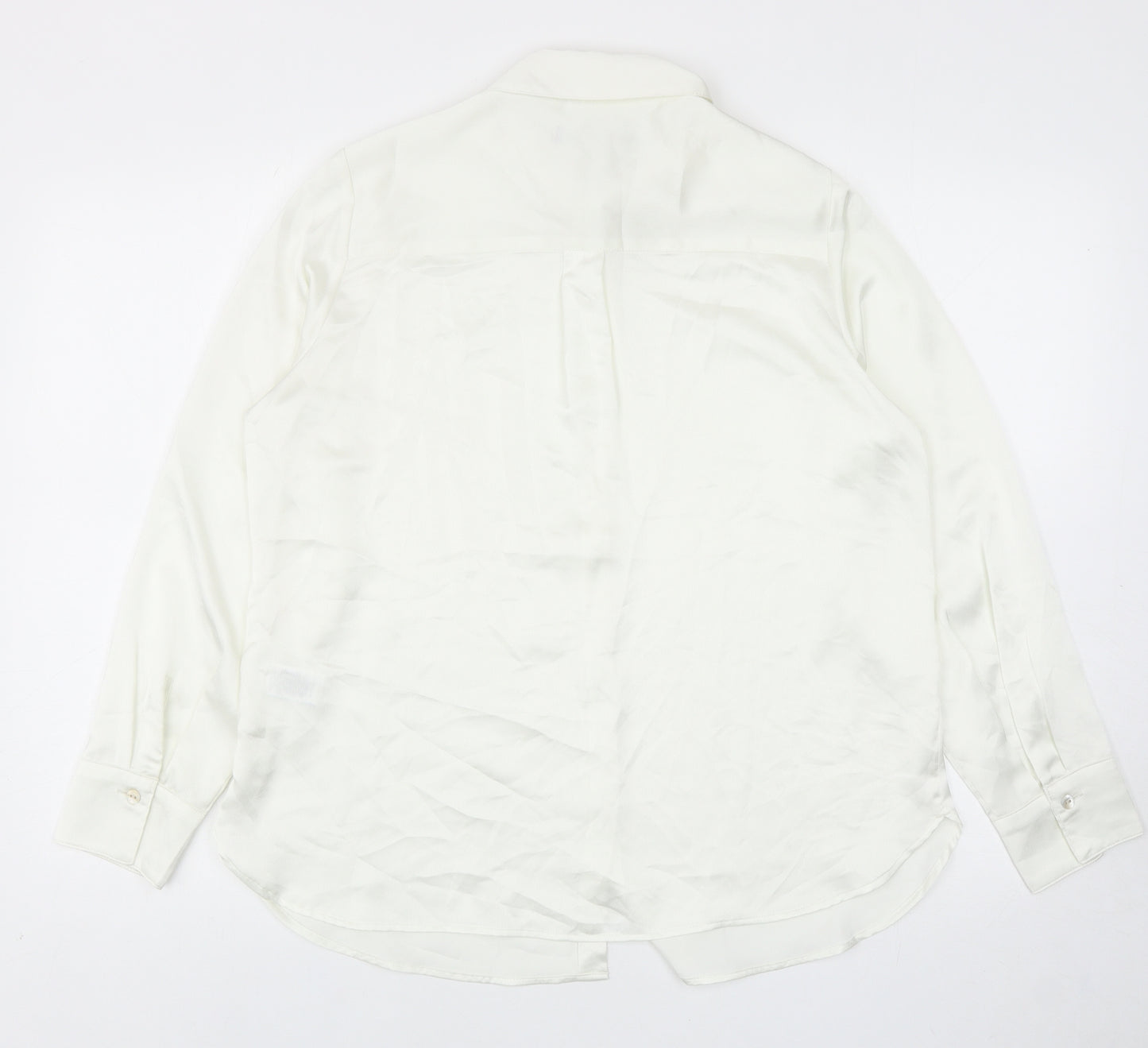 Marks and Spencer Womens Ivory Polyester Basic Button-Up Size 12 Collared
